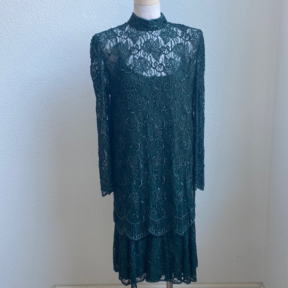 Forest Green Judith Ann Creations Beaded Dress
